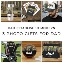 Dad Established Modern 3 Photo Gifts for Dad