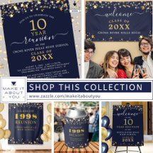 Class Reunion Navy Blue and Gold Party Supplies