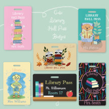 Library Hall Pass Badges 