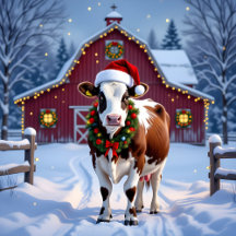 Festive Cow Country Christmas