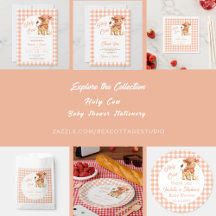 Holy Cow We're Having A Baby Rustic Peach Plaid 