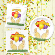 Yellow Duckling and Balloons Kids Birthday Party
