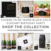 Cheers To 60 Years Black Gold Elegant Birthday