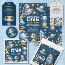 Outer Space Astronaut Cat Blast Off 1st Birthday