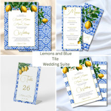 Italian Inspired Blue Tile Lemons Wedding Products