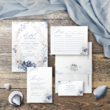 Blue Coral & Seashells Beach Bridal Shower 