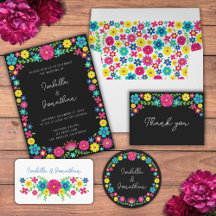 BLACK MEXICAN COLORFUL FLOWERS