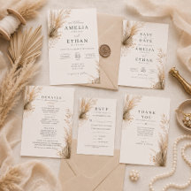 Neutral Pampas Botanical Wedding Suite