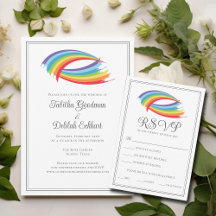 Rainbow Waves Wedding Invitations & Decor