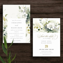 Modern Boho Abstract Green White Floral 