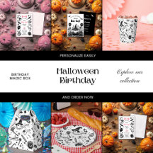 Halloween Black And White Line Art Spooky Birthday