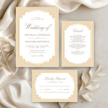Classic Beige Tan Striped Wedding Suite