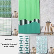 Curated   Turquoise Shower Curtain Bathroom Decor