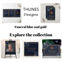 Funeral blue and gold with flowers