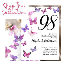 98th Birthday Pink and Purple Butterflies Party