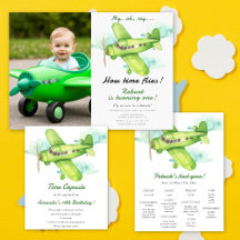 Airplane Oh My Time Flies Travel First Birthday