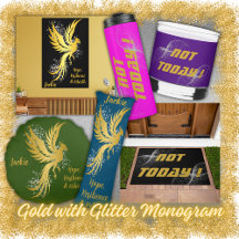 Gleaming Elegance: Gold with Glitter Monogram 
