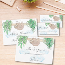 Gender Neutral Sloth Baby Shower Collection.