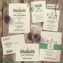 Boy Scout Camping Bar Mitzvah Invitation Party Set