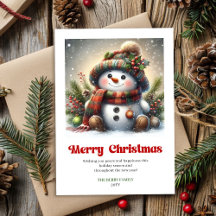Cute Cartoon Snowman Christmas Cards #58S