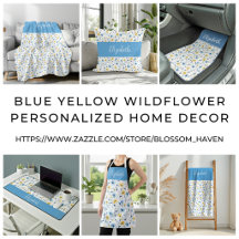 Blue Yellow Wildflower Personalized Home Decor