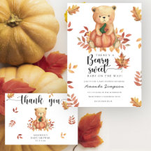 Fall Bear with Pumpkin baby shower