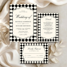 Old Money Ivory Black Checkered Wedding Suite
