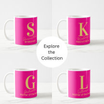 Monogram Bridal Party Hot Pink Mug Gift Ideas