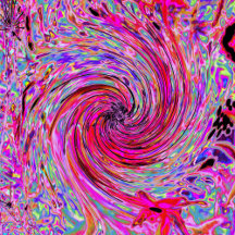 Cool Abstract Retro Hot Pink and Red Floral Swirl