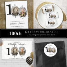 Classy Black and White 100th Birthday Party Theme