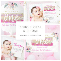 Boho Floral Wild One Birthday Collection