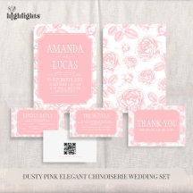 Dusty Pink Elegant Chinoiserie Wedding Set