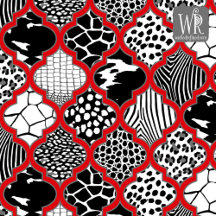 Red Gray Hollywood Regency Moroccan Animal Print