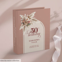 Arch Dusty Pink Pampas 50th Birthday Binders 30-50