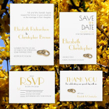 Gold Wedding Table Number, RSVP, Thank You Cards