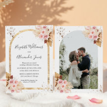 Watercolor Boho Floral Glitter Wedding Collection