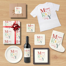 Modern Trendy Merry And Bright Minimalist Colorful