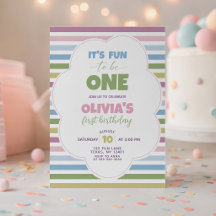 Colorful Pastel Striped 1st Birthday Collection