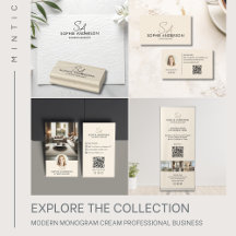 Modern Monogram Cream Professional Business