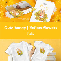 Lapin mignon et fleur jaune