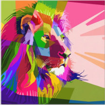 Lion Colorful Prismatic Pop Art Design
