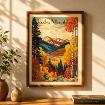 Vintage Travel Poster Rocky Mountains