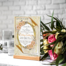 Gold Elegant Ripple Effect &Roses Leaves and Birds