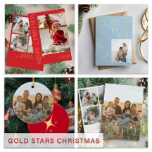Modern typography Christmas gold stars