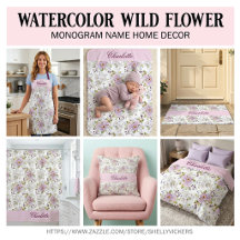 Pink Wildflower Monogram Name Home Decor