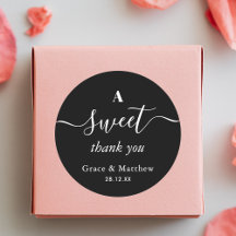 Black and White Wedding Thank You Stickers