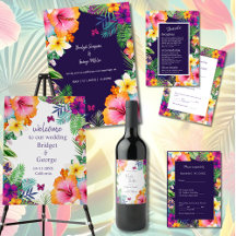 Colorful tropical hawaiian Floral Wedding suite
