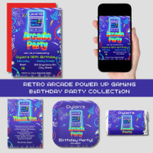 Retro Arcade Power Up Gaming Birthday Party 