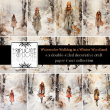 Walking in Winter Woodland Scrapbook Paper Sheets