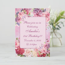 Elegant Colorful Watercolor Floral Birthday 